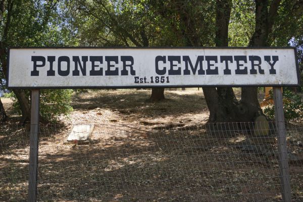 [Picture of Pioneer Cemetery sign]